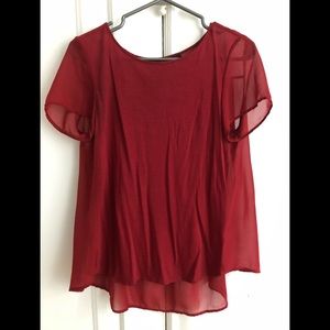 Massimo Dutti - Red See-Through Top - Size M